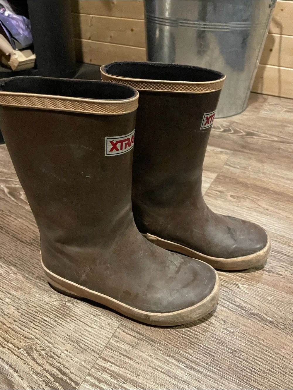 Kids Brown Rubber Rain Boots xtratuf